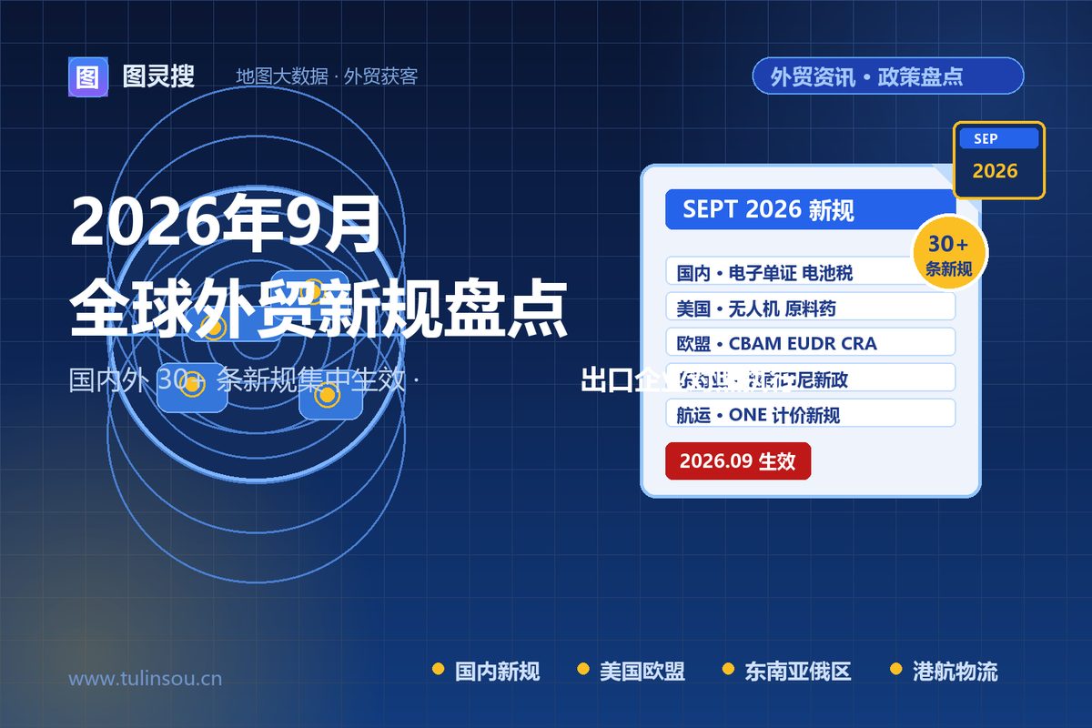 2026年9月全球外贸新规盘点：国内外30余条新规集中生效，出口企业对照执行